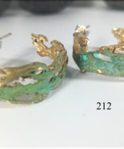 Σκουλαρίκια - Σαπισμένο φύλλο φραγκόσυκου με πράσινη οξείδωση 212