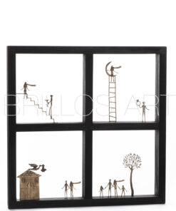 Μπρούτζινη φιγούρα σε ξύλινο πλαίσιο