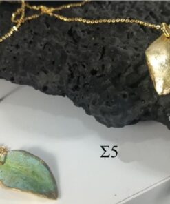 Necklace with a pistacia lentiscus leaf and silver gold plated chain 45cm